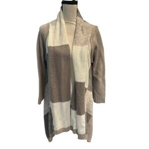Women’s Chico’s Open Front Beige Cardigan Sweater. Size 2 ( Large )